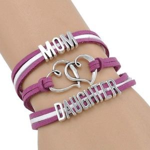 Mom and Daughter Leather Charm Bracelet